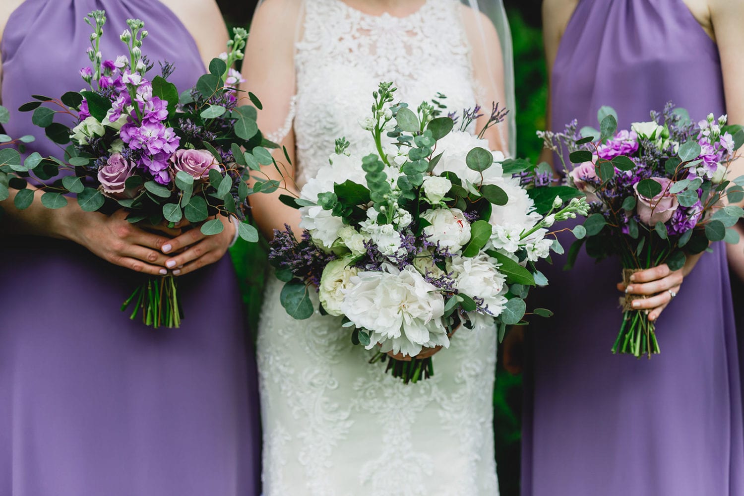 The bouquets made by the florist for this Stone Mill Inn Wedding