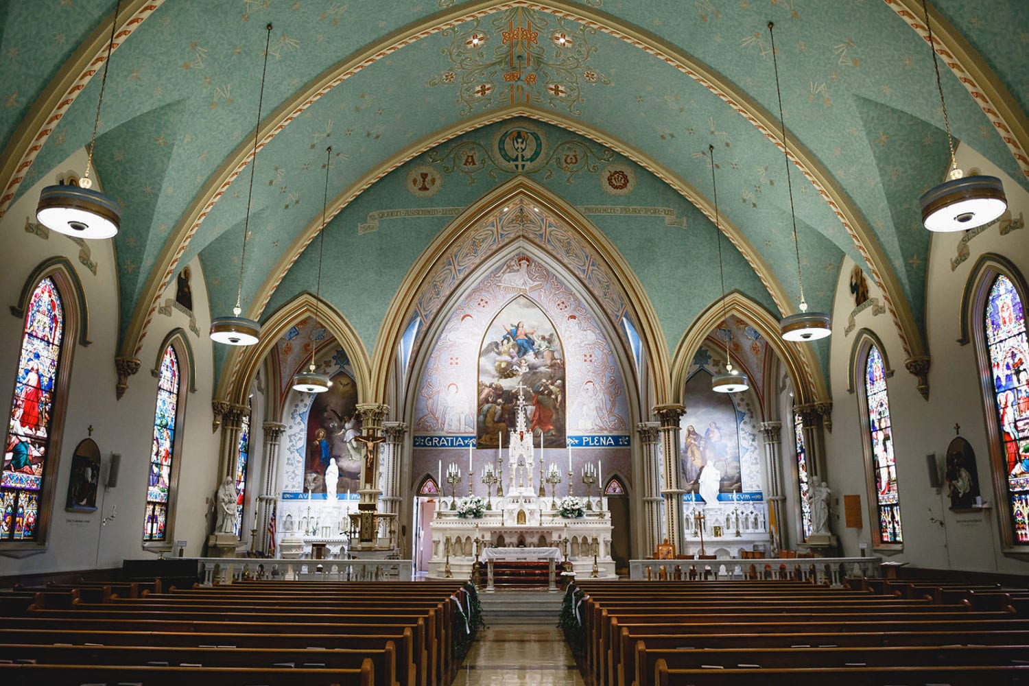St. Mary's is a beautiful church with a stunning ceiling, perfect for weddings in the Lancaster PA area